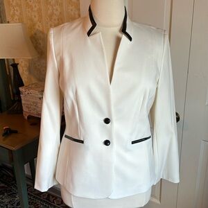 Tahari Ivory Blazer with Dark Trim
